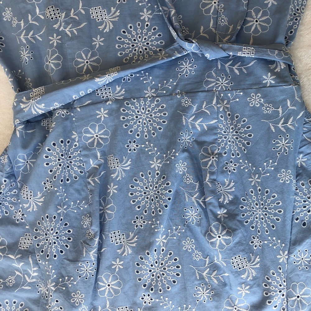 Ann Taylor Light Blue Floral Embroidered Midi Dress - Picture 9 of 12
